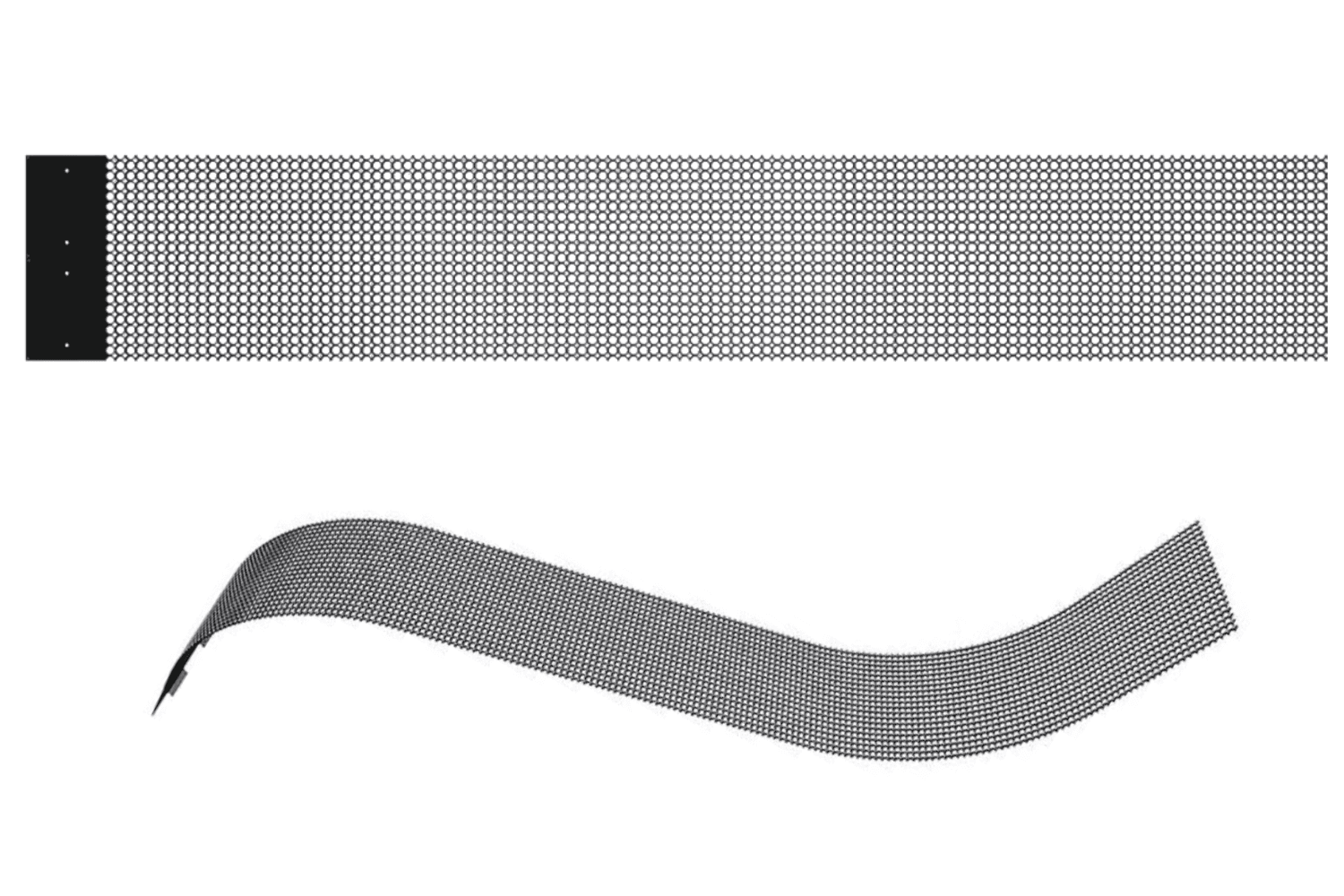 IlluMesh transparant LED scherm — plat aanzicht van de open mesh-structuur